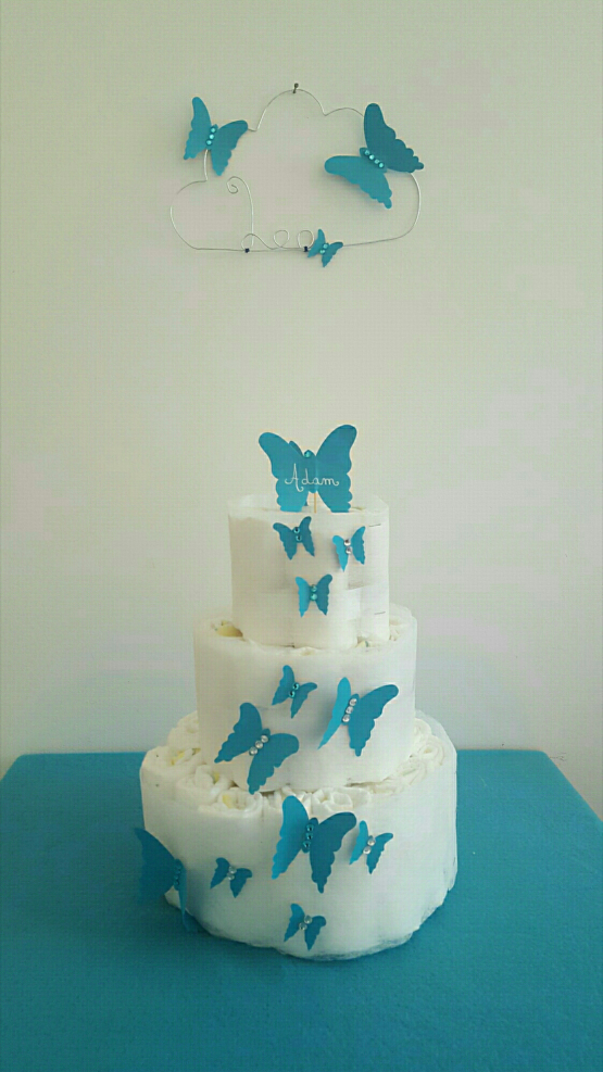 Gâteau de Couche pour garçon « envolé de papillon »